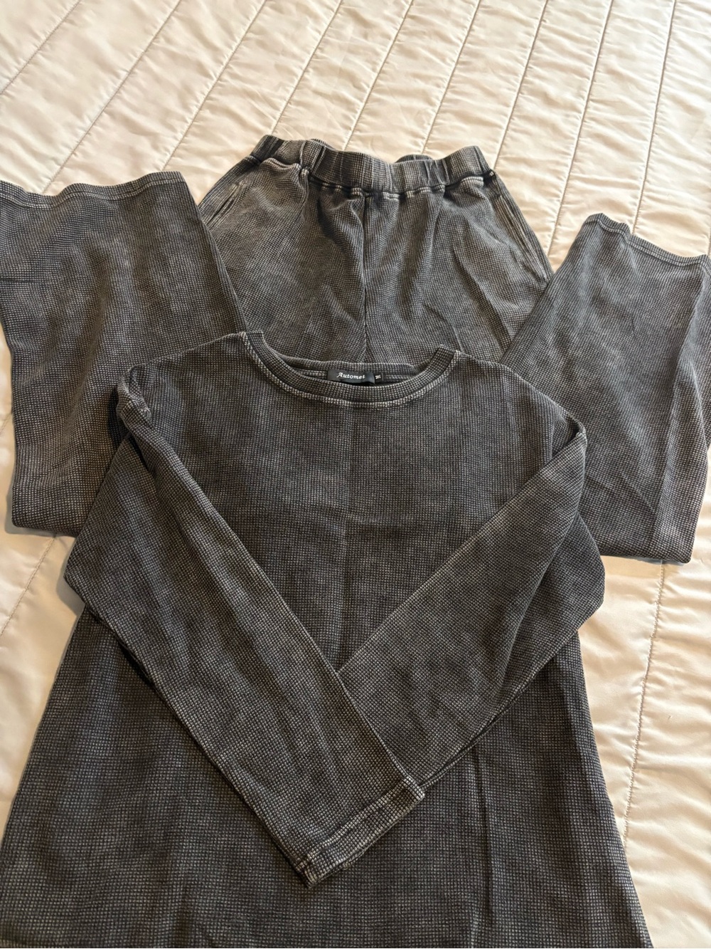 Washed Charcoal Waffle Long-Sleeve Top - Women